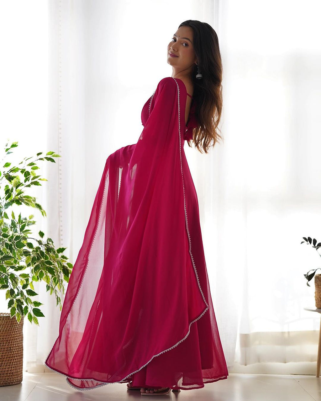 Pink georgette Srinika designer Anarkali suit