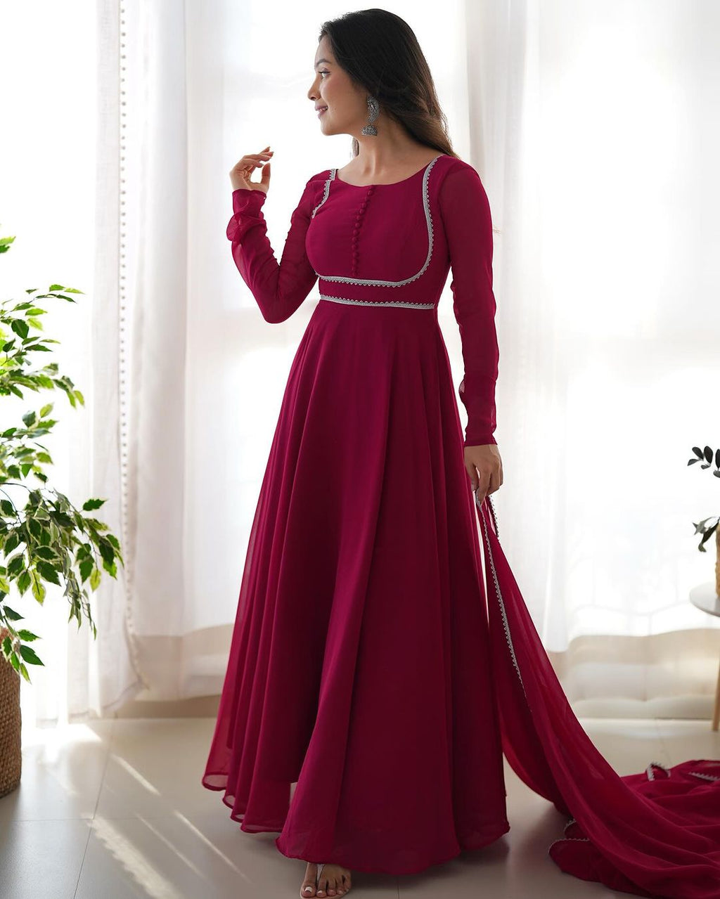 Pink georgette Srinika designer Anarkali suit