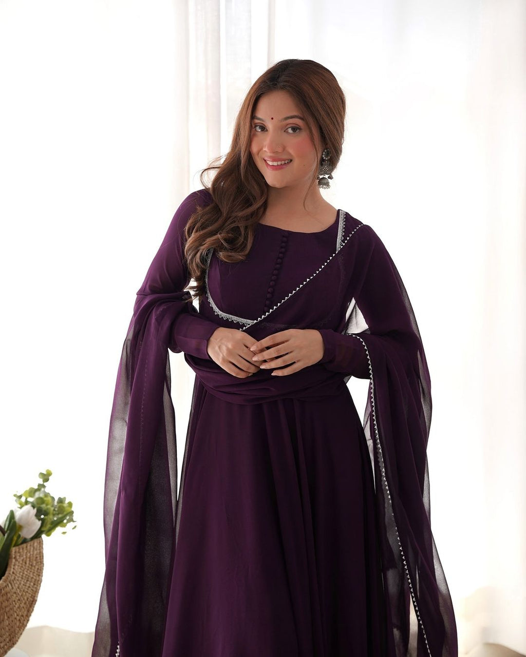 Wine georgette Srinika designer Anarkali suit