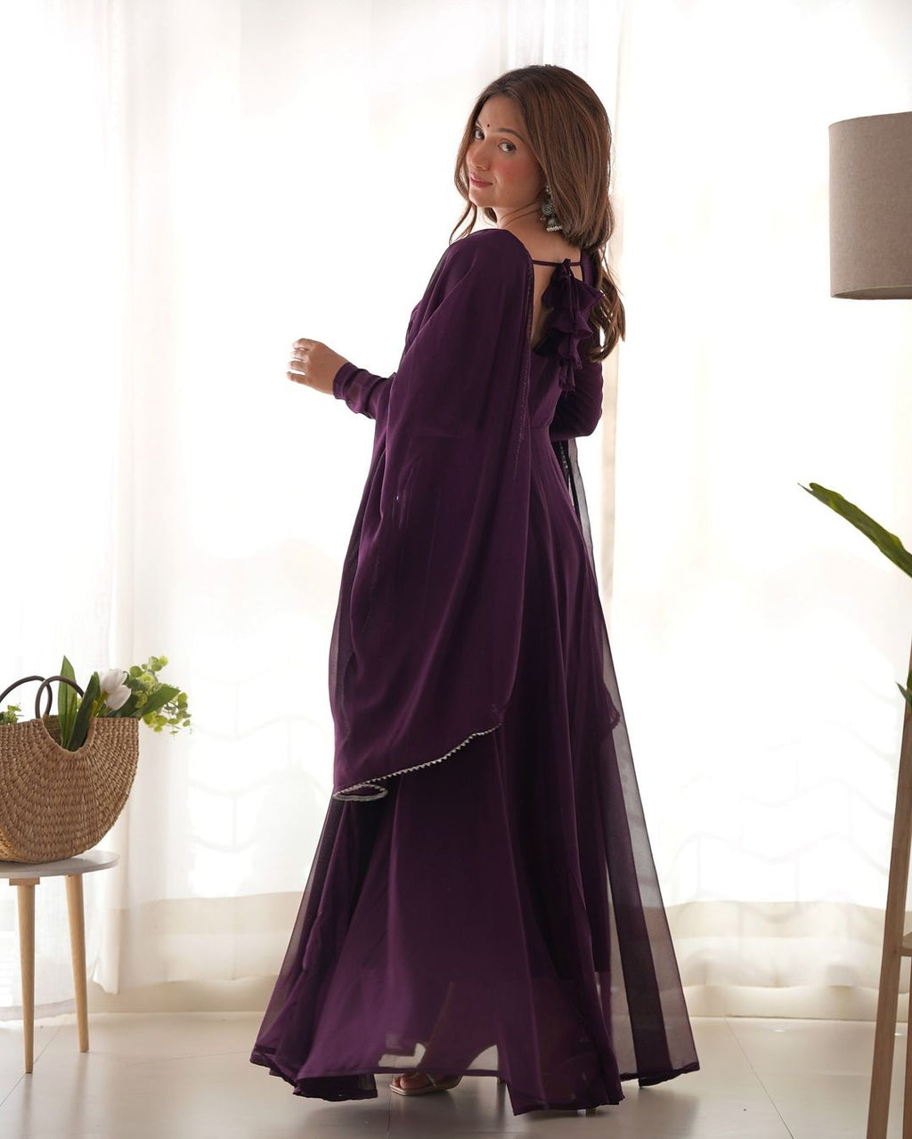 Wine georgette Srinika designer Anarkali suit