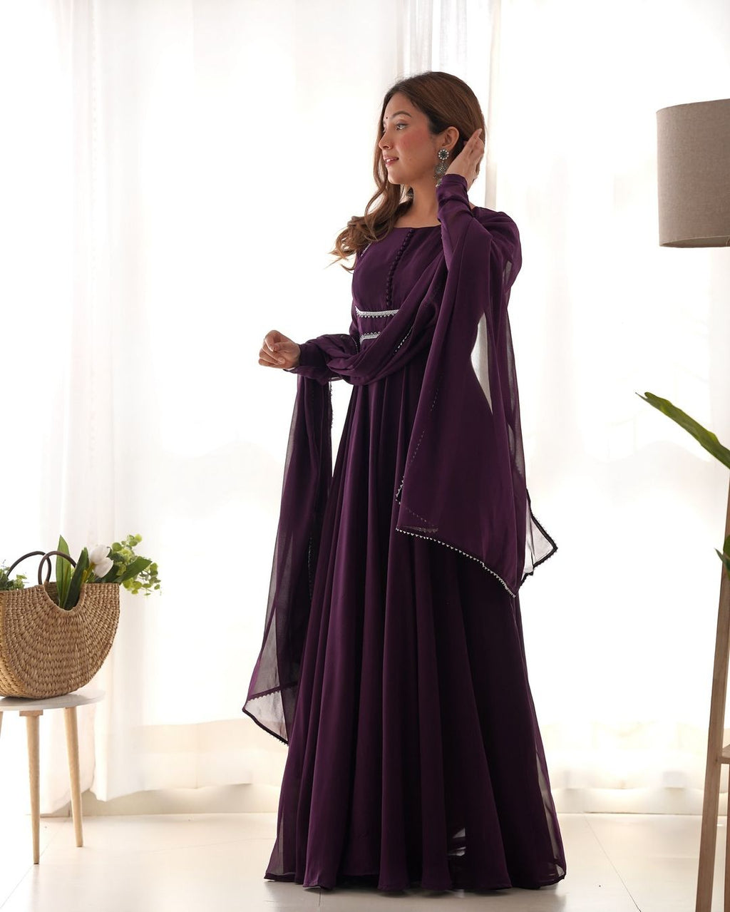 Wine georgette Srinika designer Anarkali suit