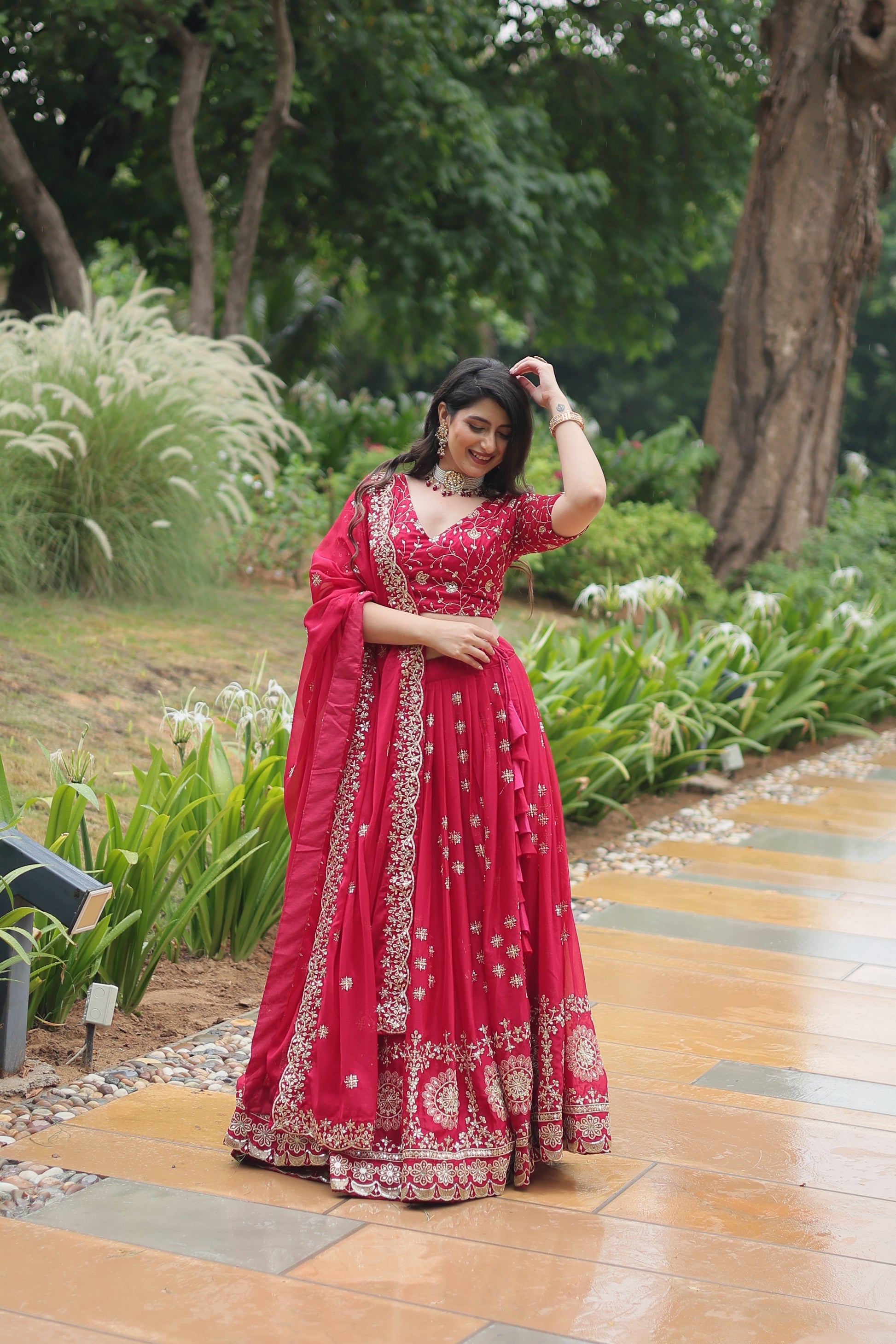 Sudiksha pink Rangoli silk embroidered lehenga set