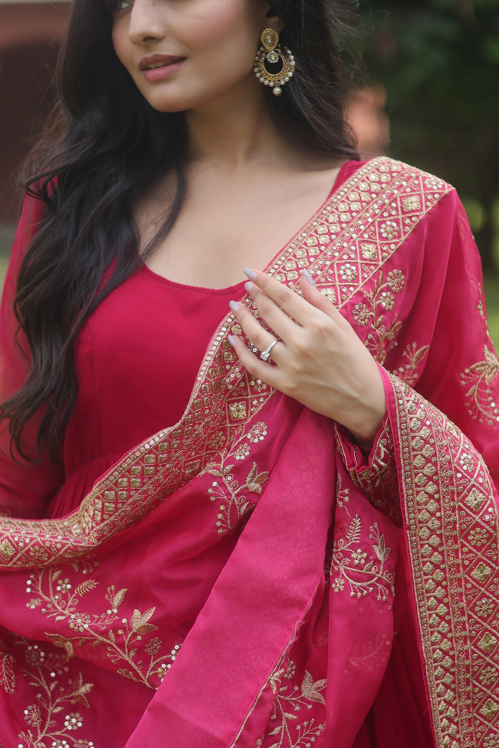 Suhana pink georgette Anarkali flared gown set