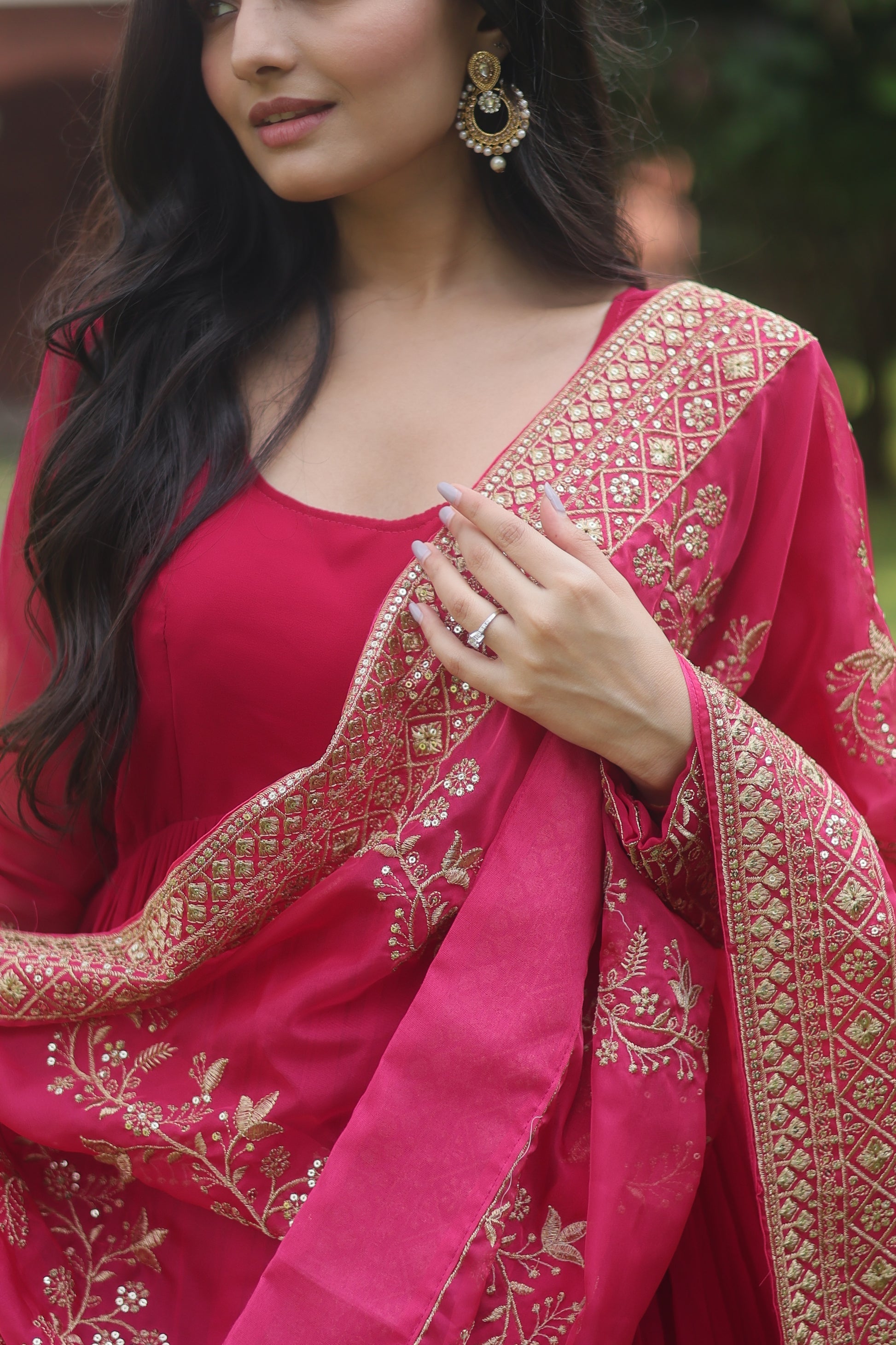 Suhana pink georgette Anarkali flared gown set