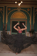 Black bandhani print georgette Taneesha designer gown