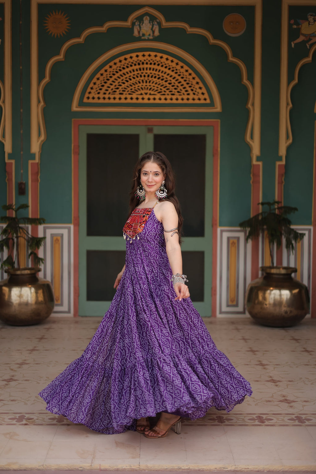 Purple bandhani print georgette Taneesha designer gown