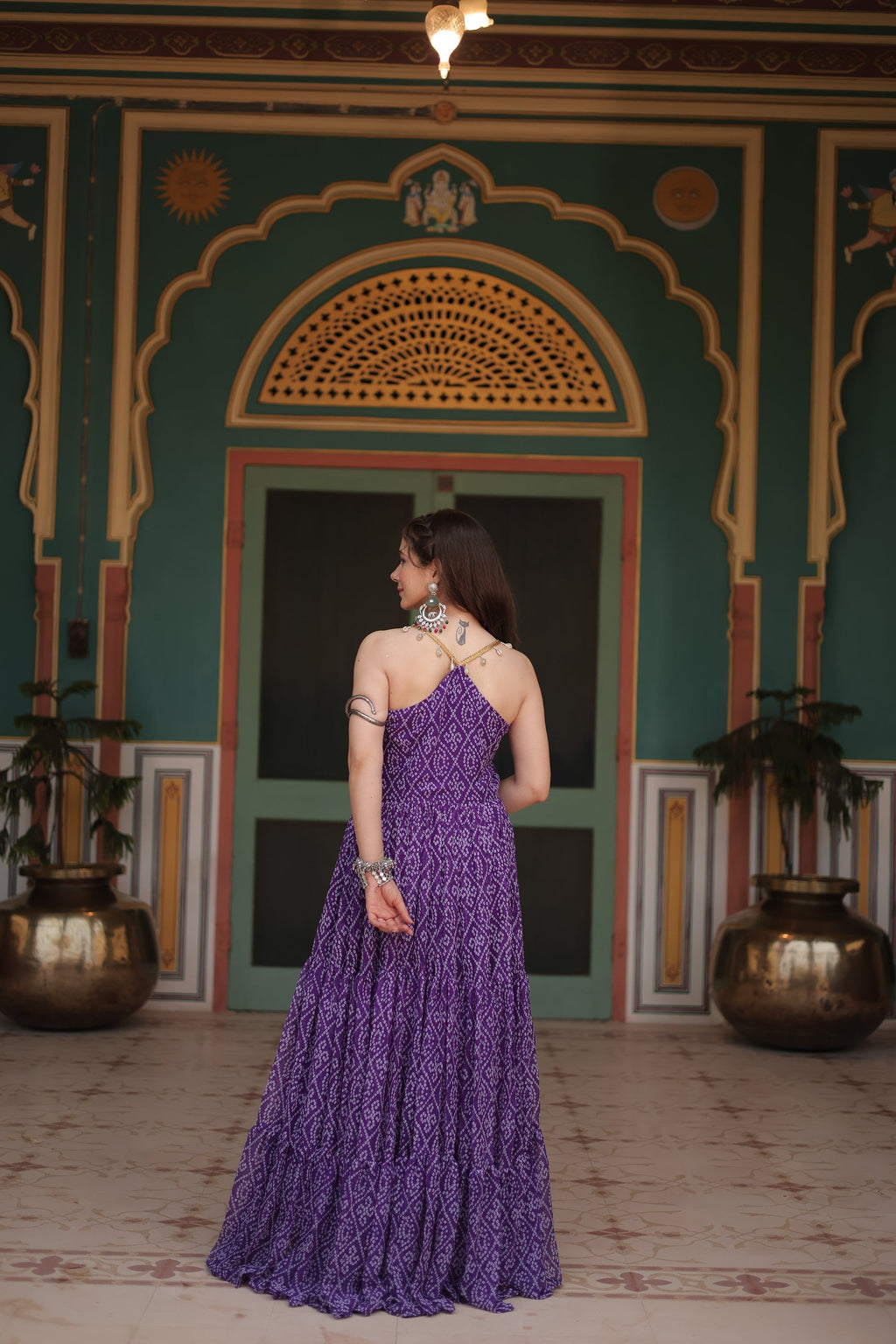 Purple bandhani print georgette Taneesha designer gown