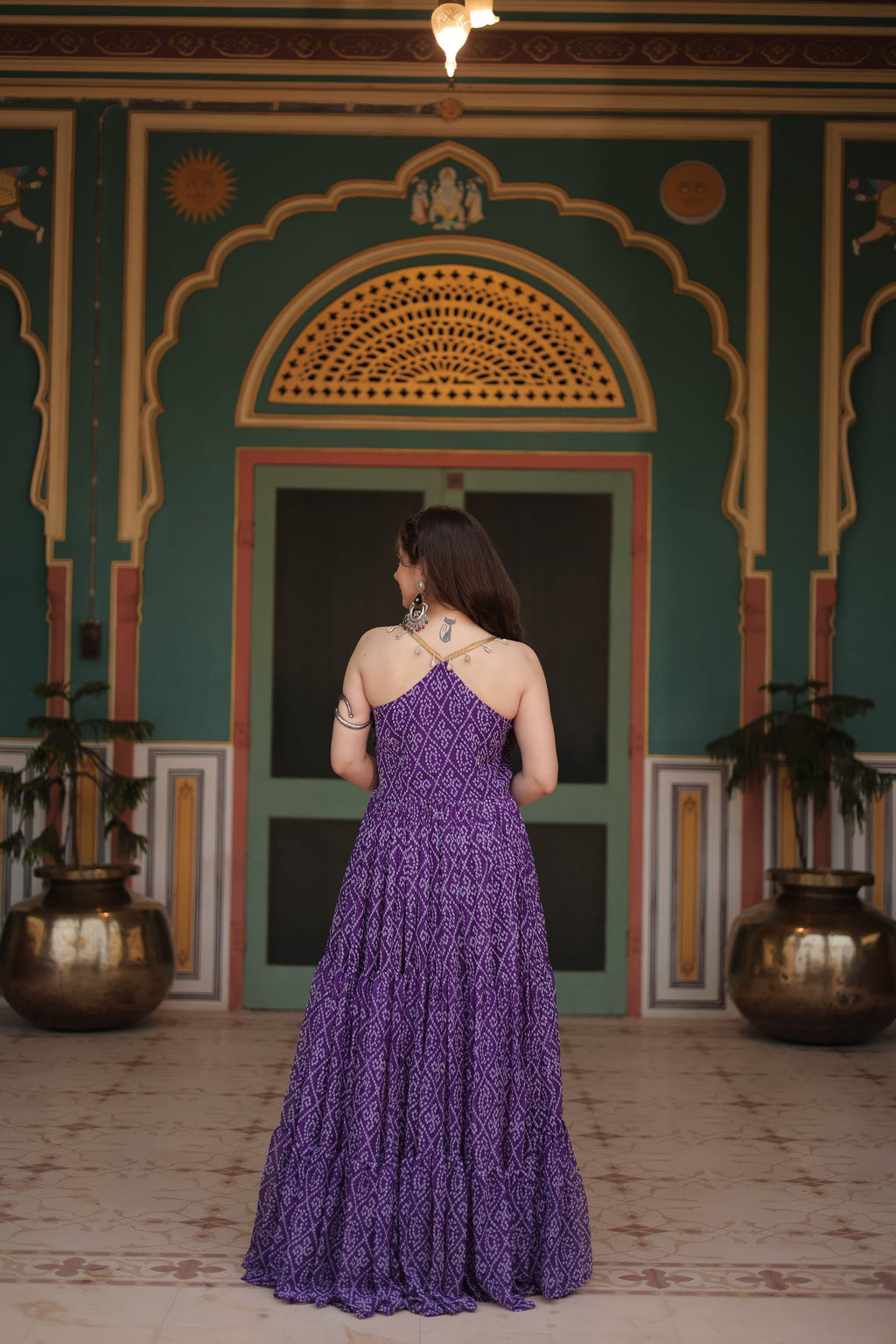 Purple bandhani print georgette Taneesha designer gown