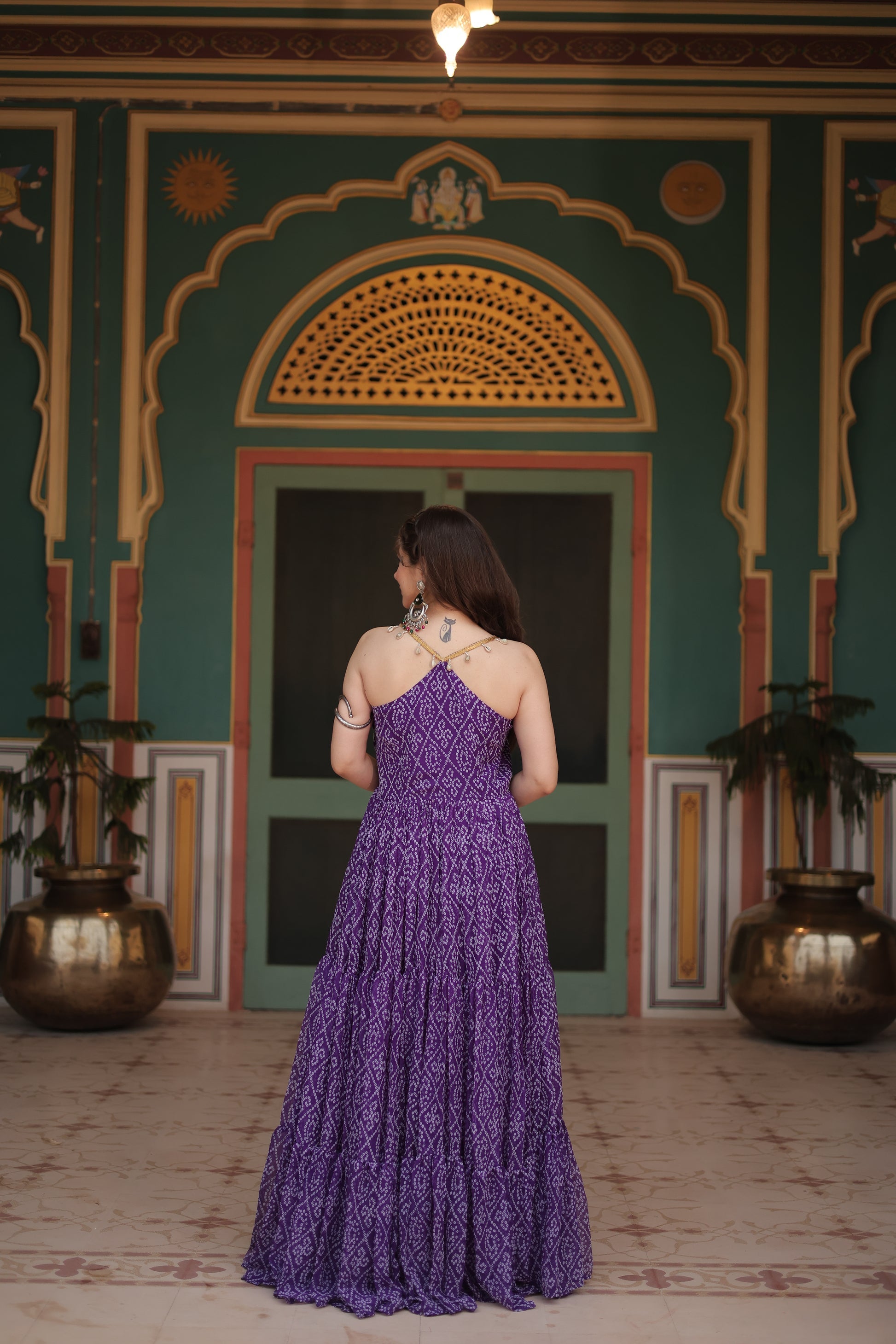 Purple bandhani print georgette Taneesha designer gown