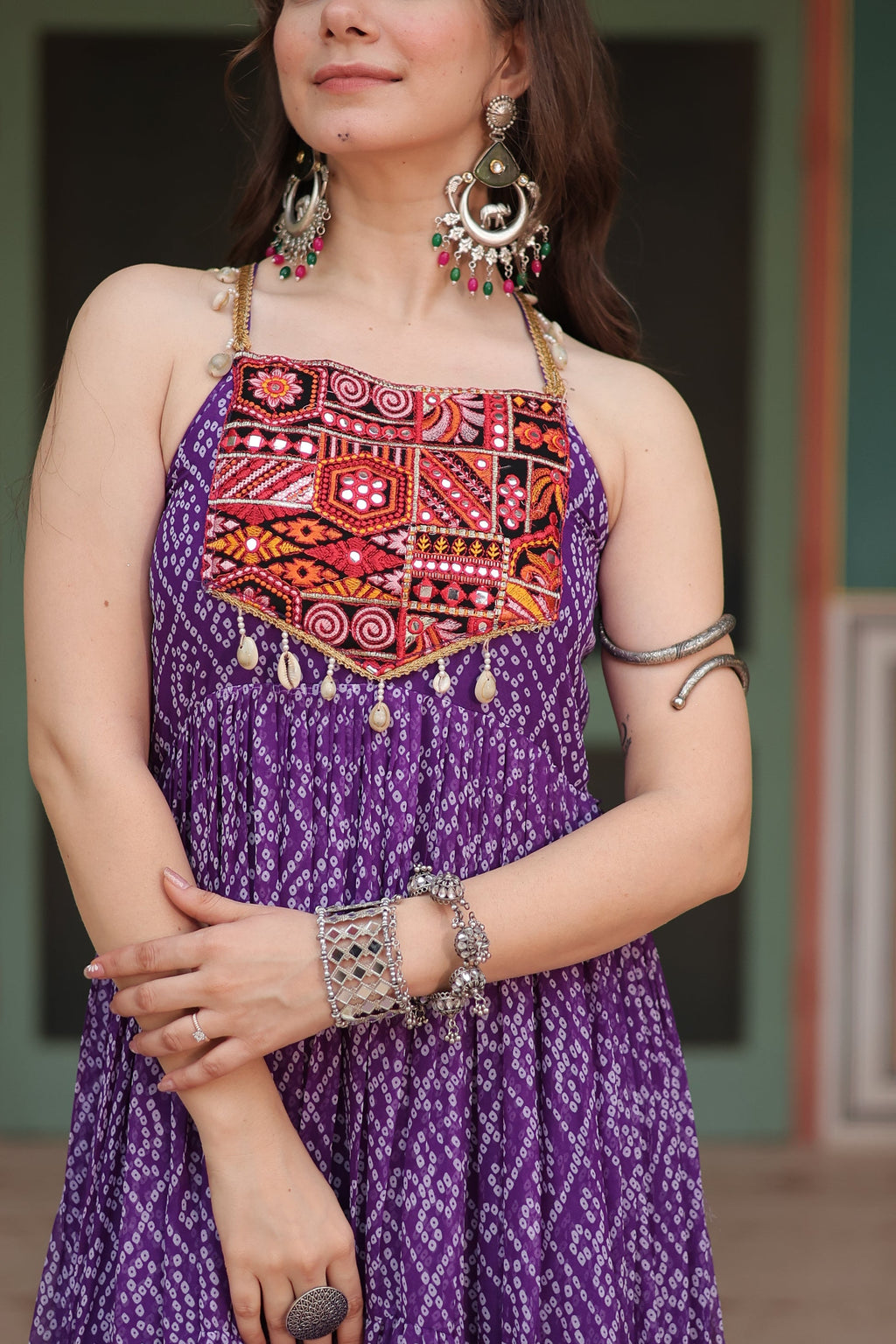 Purple bandhani print georgette Taneesha designer gown