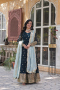 Blue georgette embroidered Tanvika designer Anarkali gown