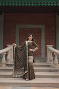 Mehndi green georgette embroidered Tishya designer sharara suit