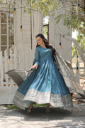 Sky blue georgette Tiya designer Anarkali gown