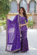 Purple viscose georgette jacquard Triya designer gharara suit