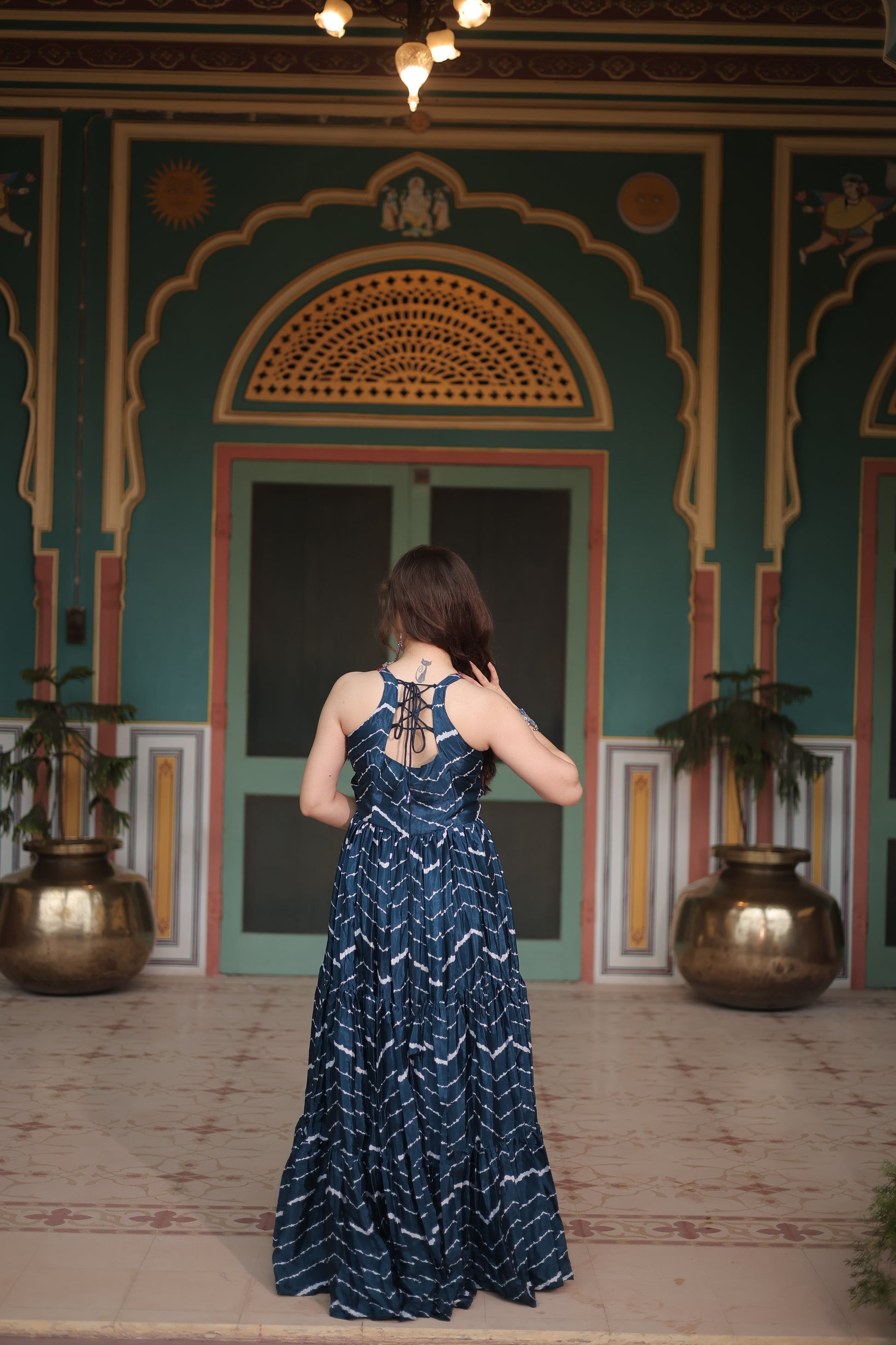 Rama leheriya print chinon Vandana designer sleeveless gown