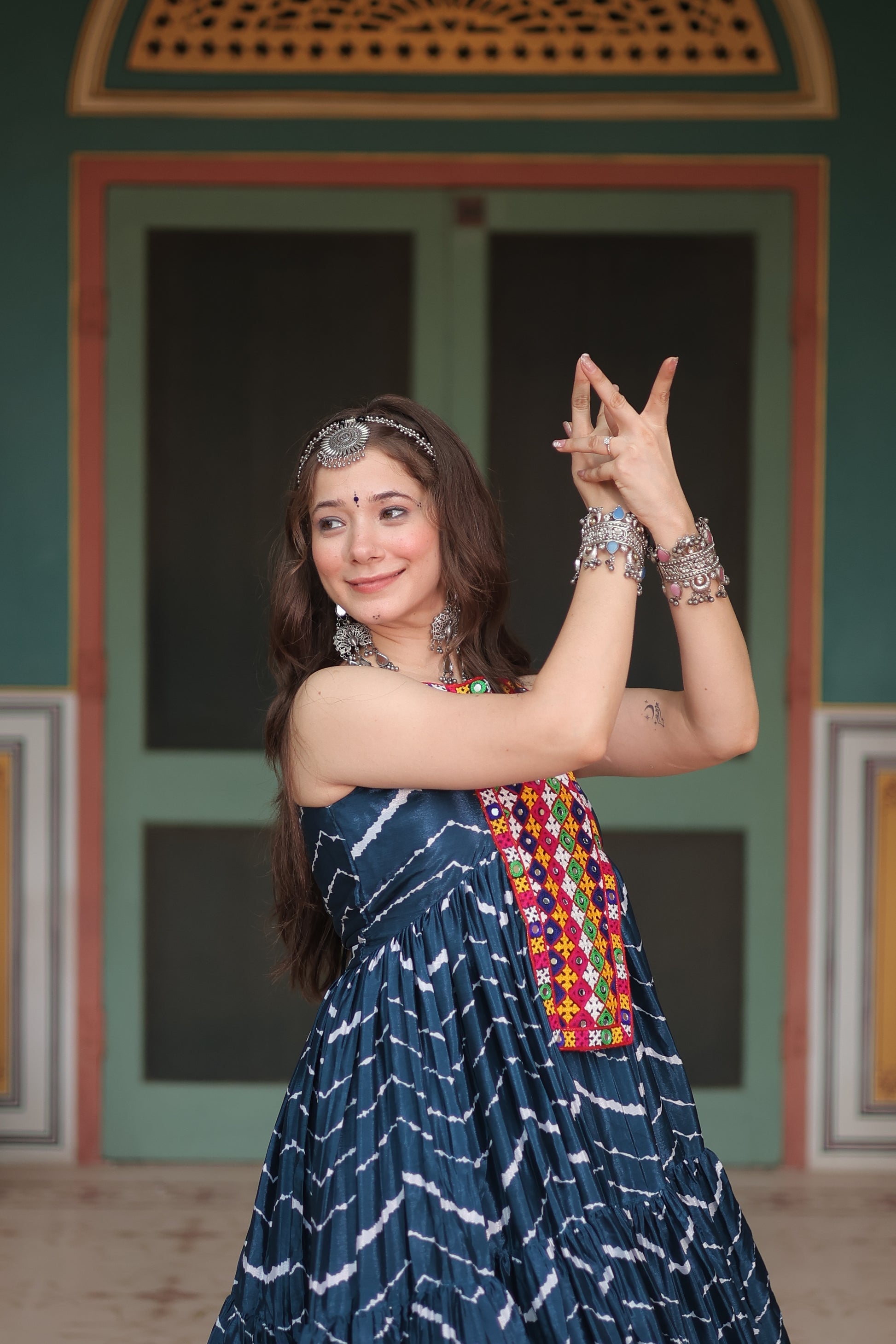 Rama leheriya print chinon Vandana designer sleeveless gown
