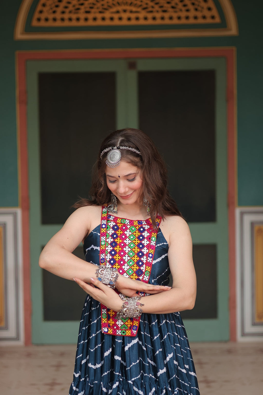 Rama leheriya print chinon Vandana designer sleeveless gown
