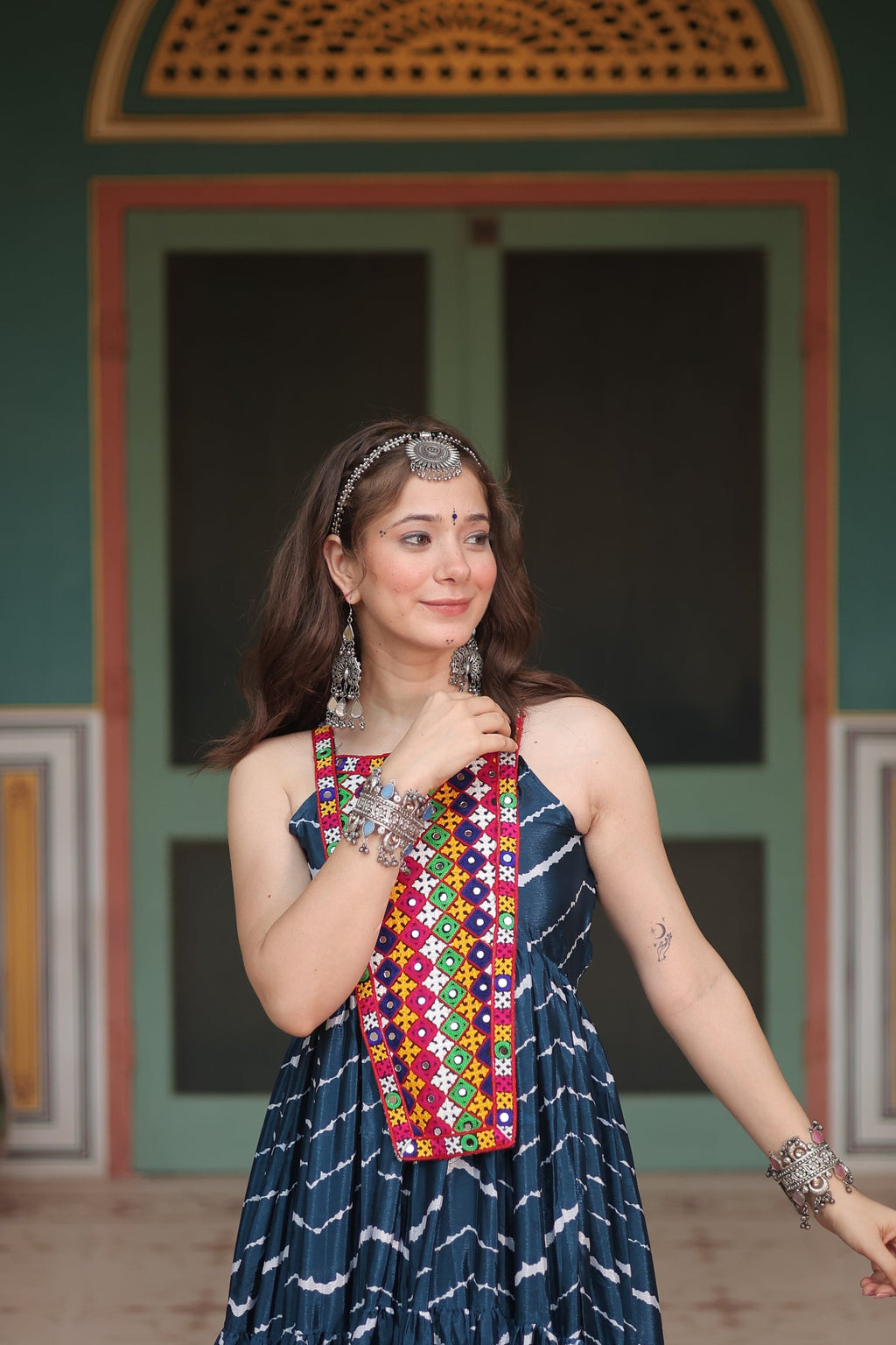 Rama leheriya print chinon Vandana designer sleeveless gown