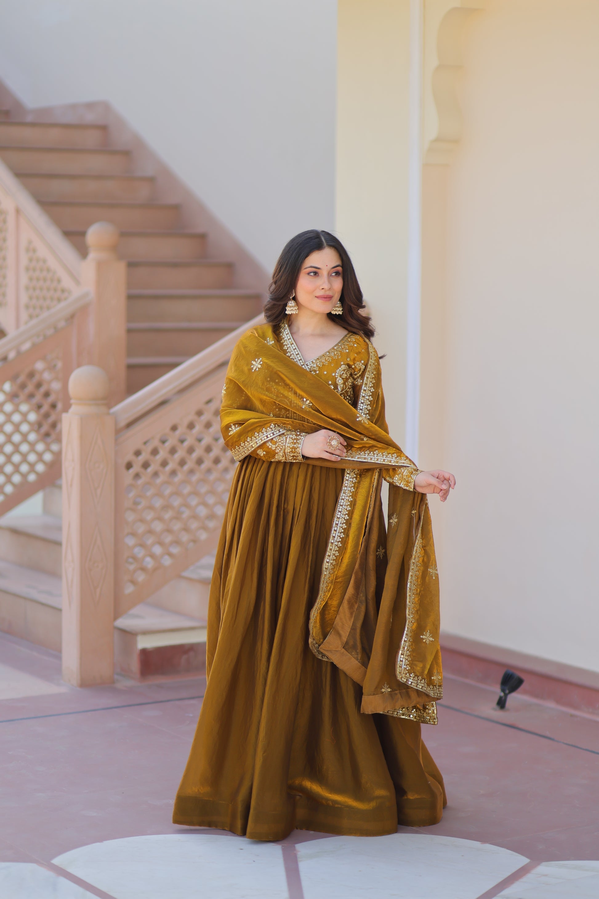 Shop this silk gown for women – a stunning designer gown for women, perfect as a party wear gown, wedding dress for women, or ethnic gown online.
