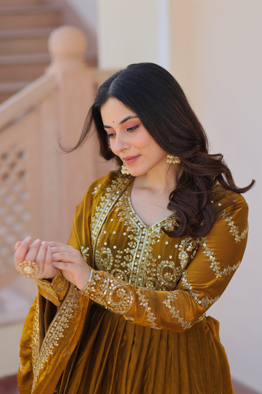 Shop this silk gown for women – a stunning designer gown for women, perfect as a party wear gown, wedding dress for women, or ethnic gown online.