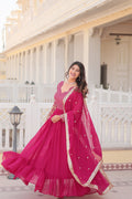 Vastavi pink georgette embroidered Anarkali gown set