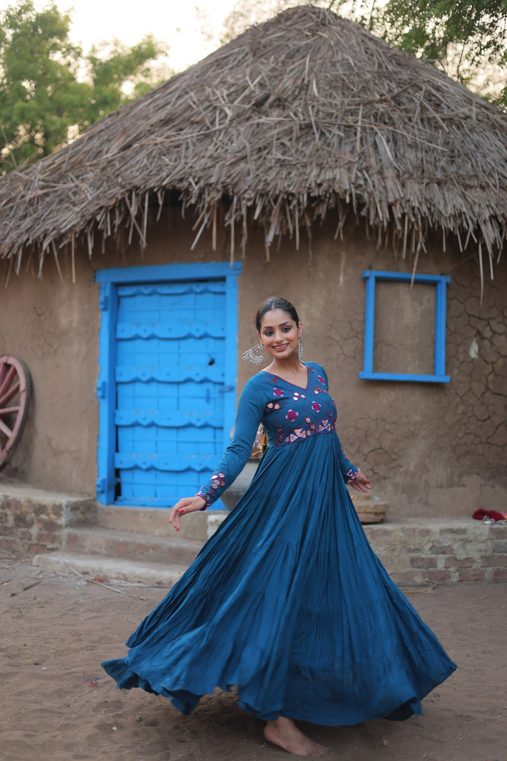 Vidhi Rama pure rayon mirror work Anarkali flared gown