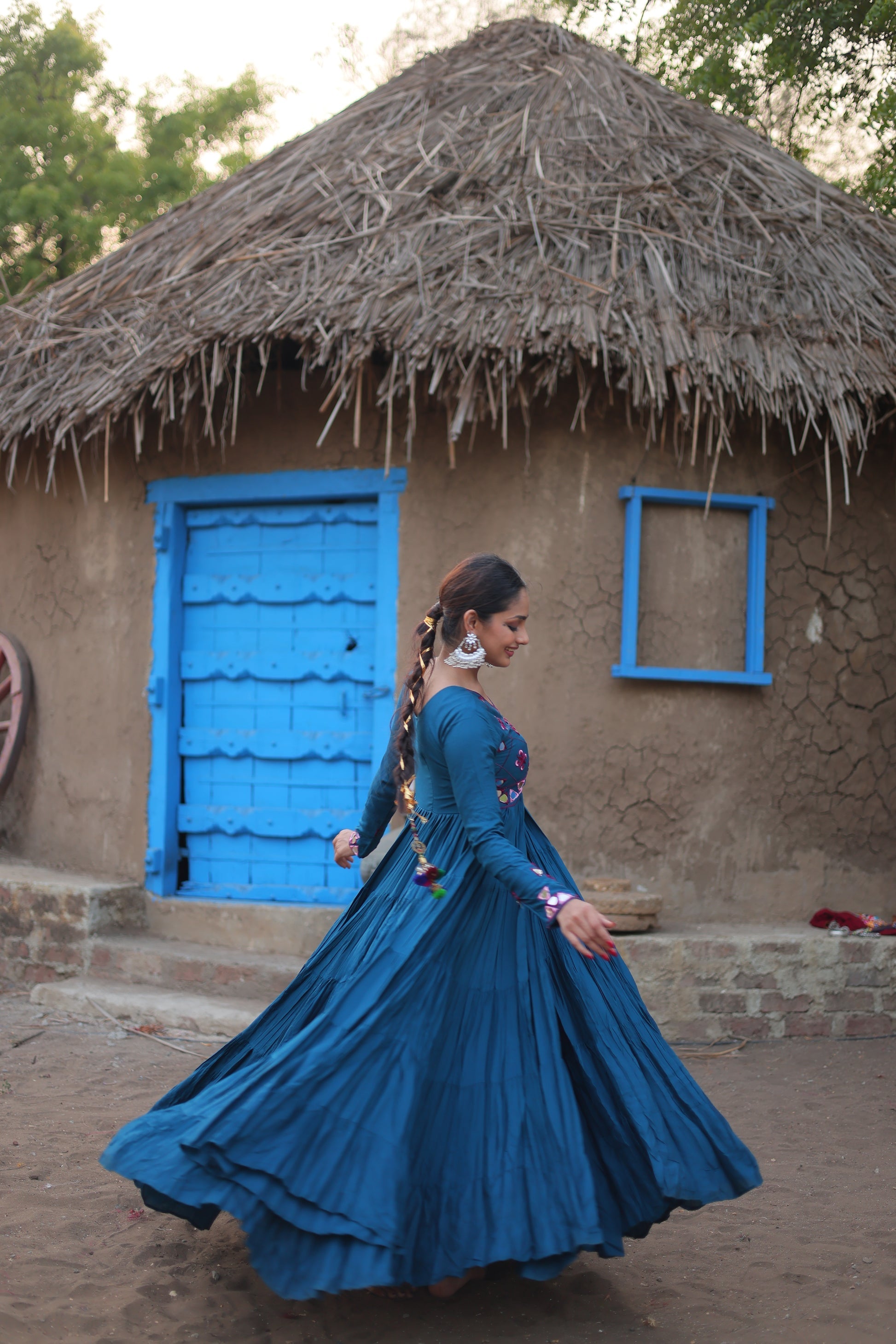 Vidhi Rama pure rayon mirror work Anarkali flared gown