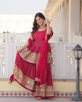 Sharanya off-white Vichitra silk embroidered lehenga choli set
