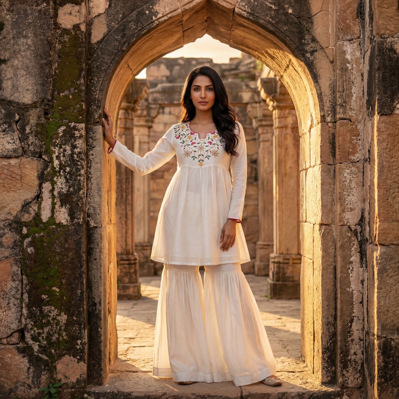 VICHHITRA SILK CO-ORD SET WITH THREAD SEQUINS EMBROIDERED WORK.