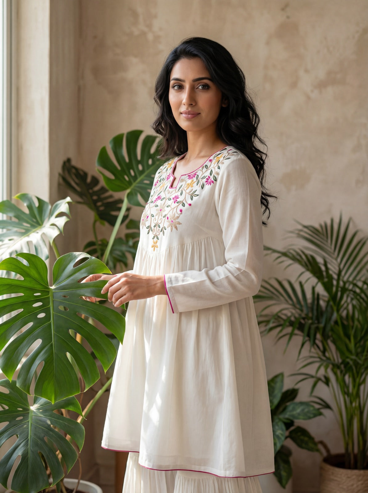 VICHHITRA SILK CO-ORD SET WITH THREAD SEQUINS EMBROIDERED WORK.