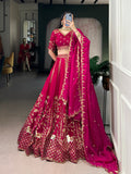 Aarika rani pink natural silk lehenga choli with sequins and thread embroidery work