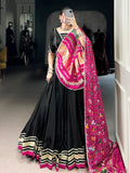 Black georgette silk lace work lehenga choli with dupatta