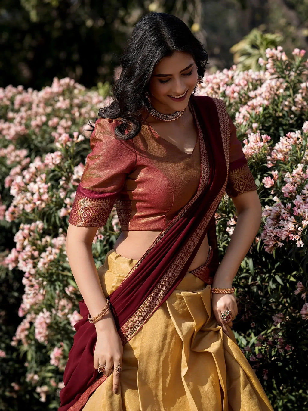 Cream Kanchipuram silk zari weaving work traditional lehenga choli