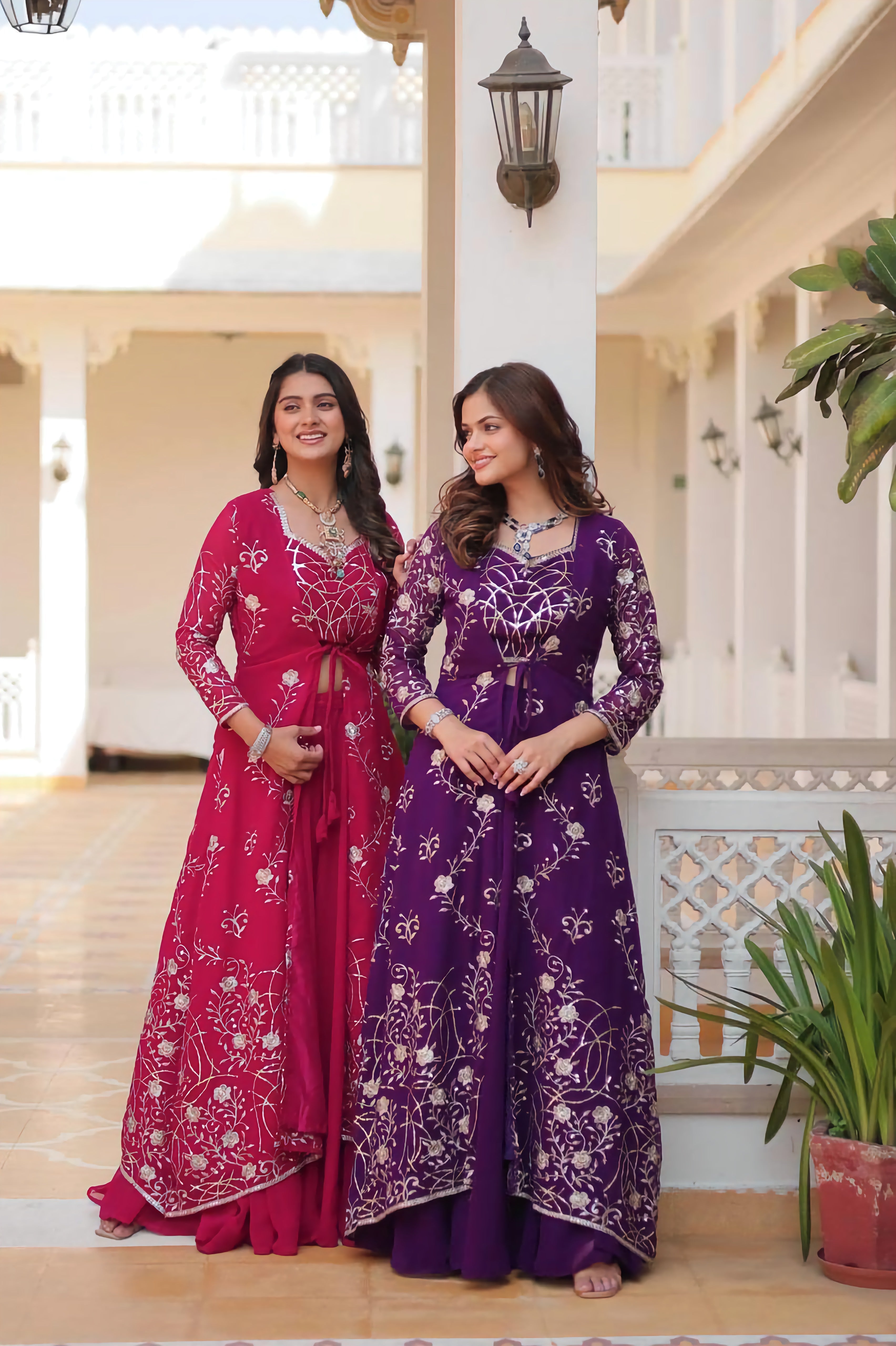 Georgette embroidered Aanshi designer shrug outfit set