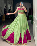 Green pure rayon Gotta Patti mirror work lehenga choli