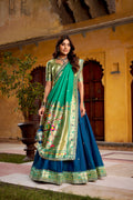 Hamsini navy blue soft silk Paithani lehenga choli with zari embroidered work