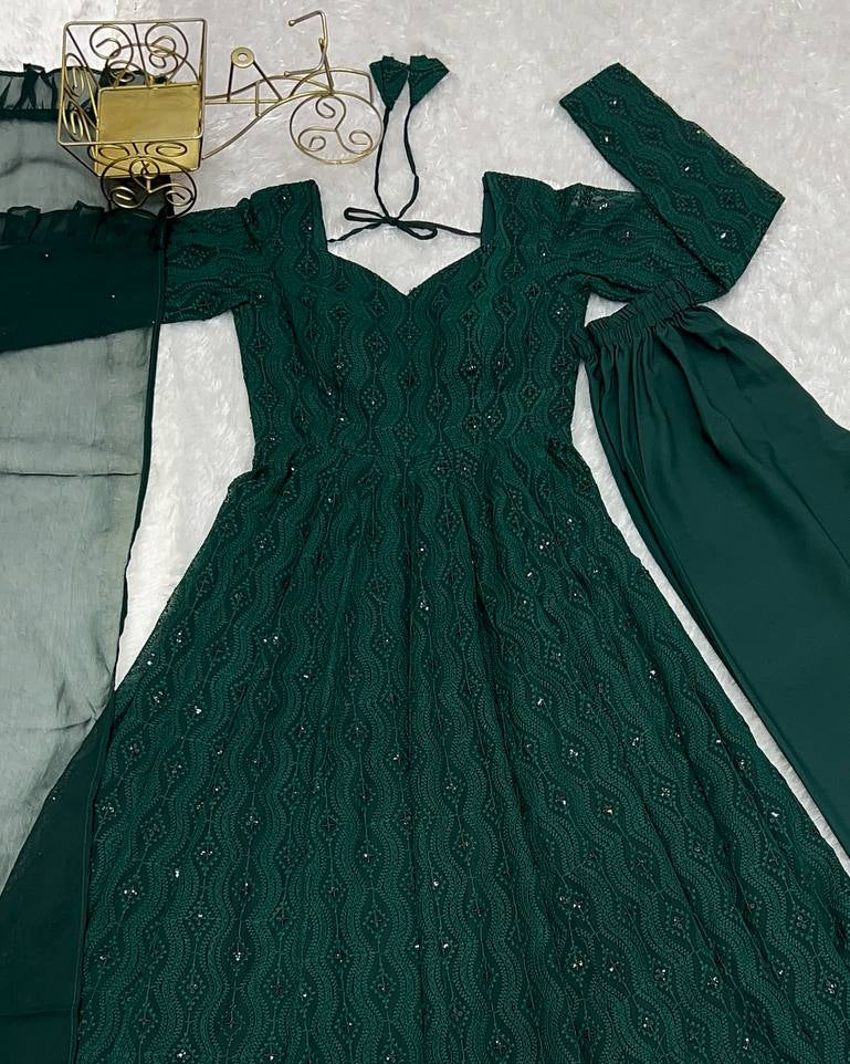 Jyotika green mehendi wear anarkali suit set for festive occasions