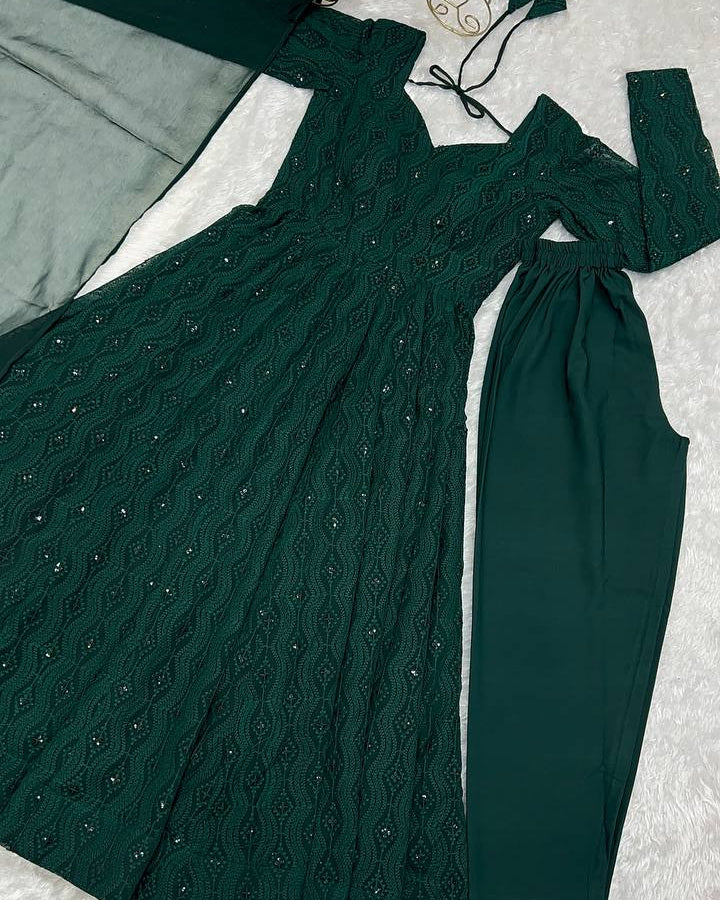 Jyotika green mehendi wear anarkali suit set for festive occasions