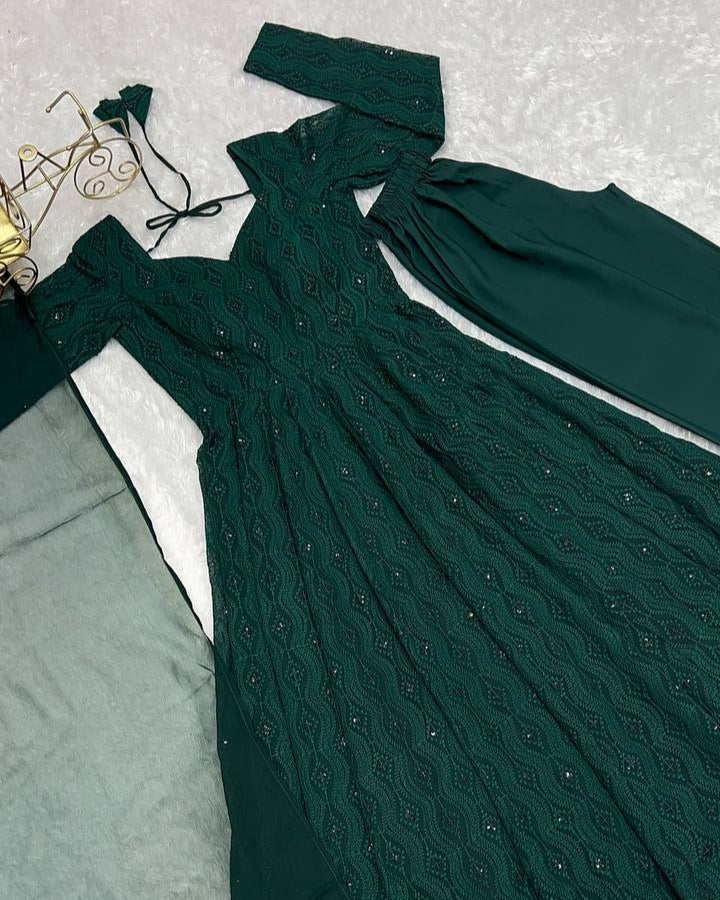 Jyotika green mehendi wear anarkali suit set for festive occasions