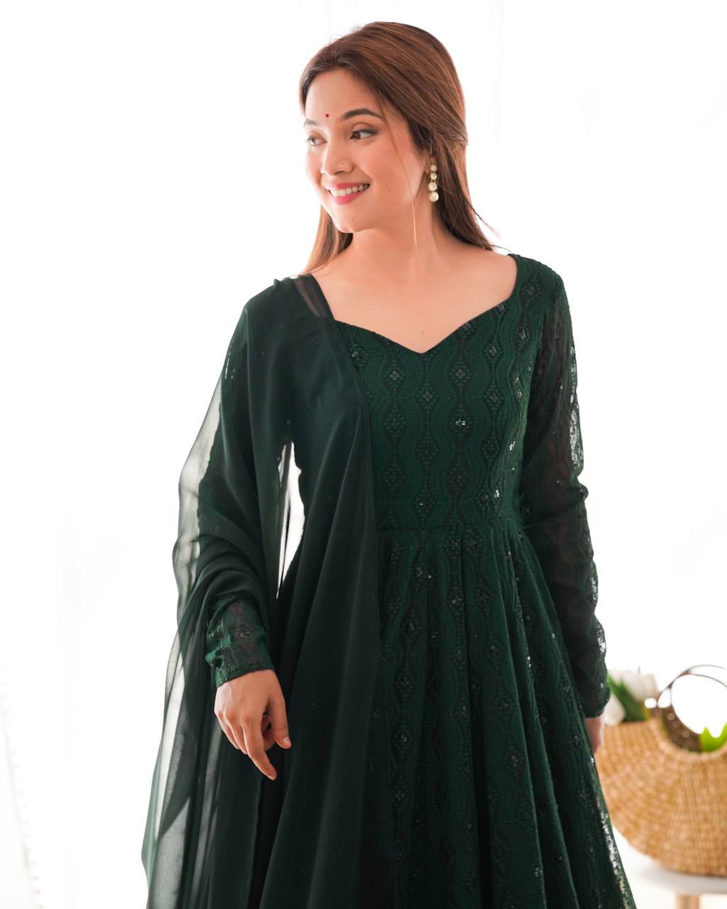 Jyotika green mehendi wear anarkali suit set for festive occasions
