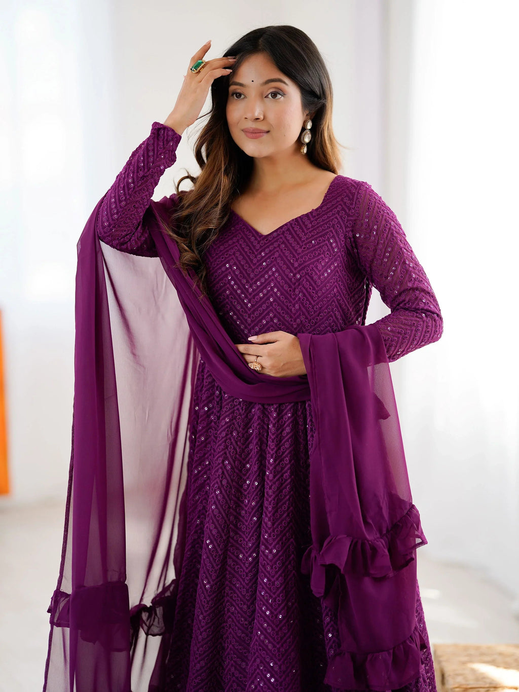 Jyotika purple party wear anarkali suit set for festive occasions