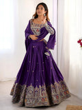 Kavyani natural crepe silk purple lehenga choli