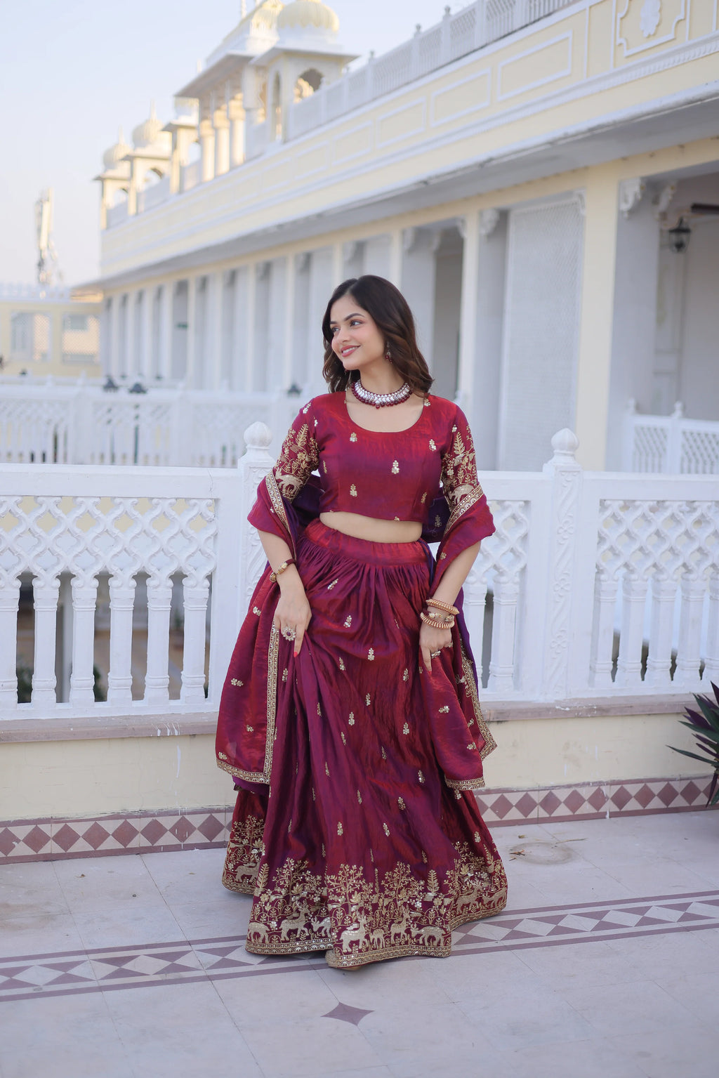 Ketaki fendi silk sequins zari thread embroidered lehenga choli set