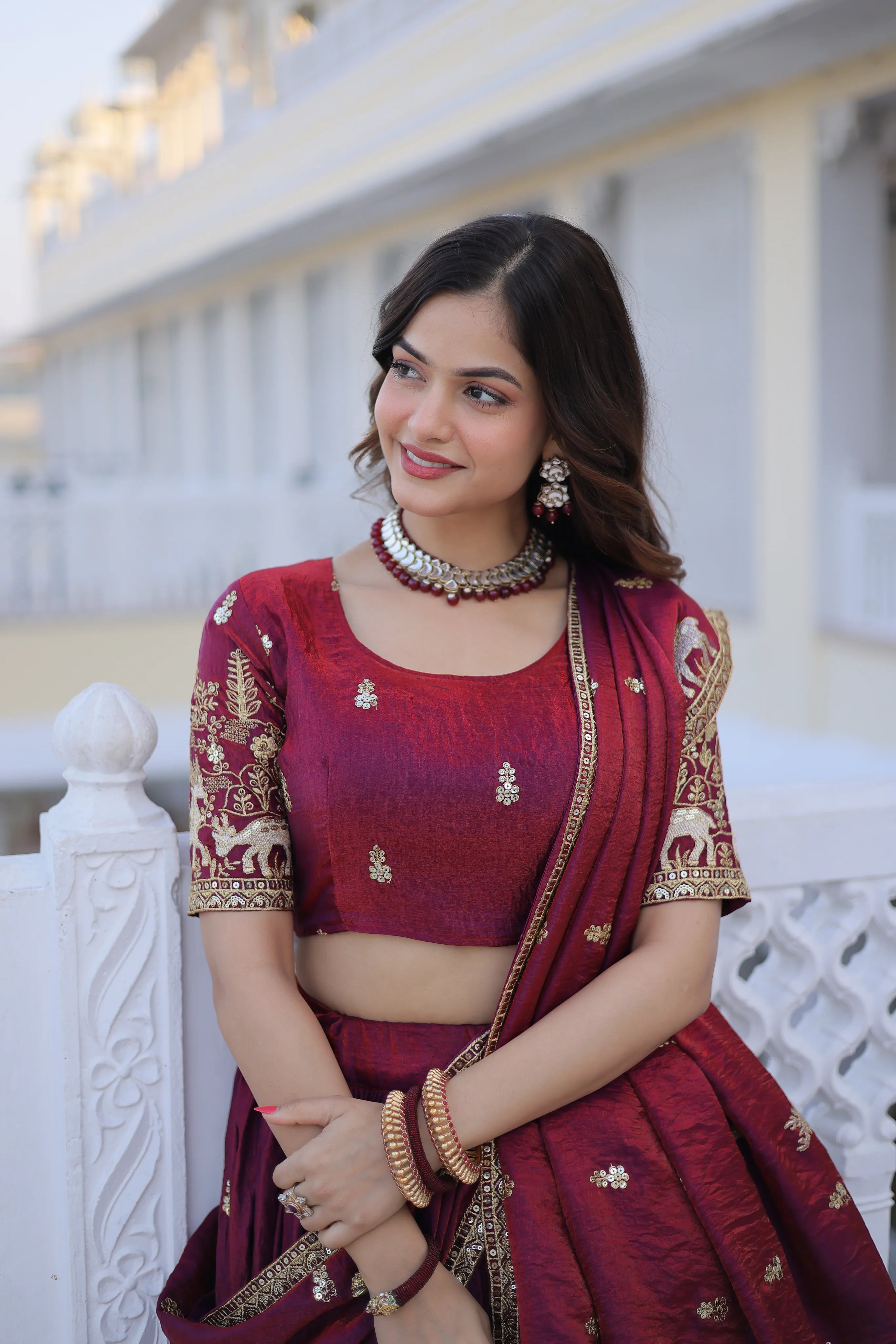 Ketaki fendi silk sequins zari thread embroidered lehenga choli set