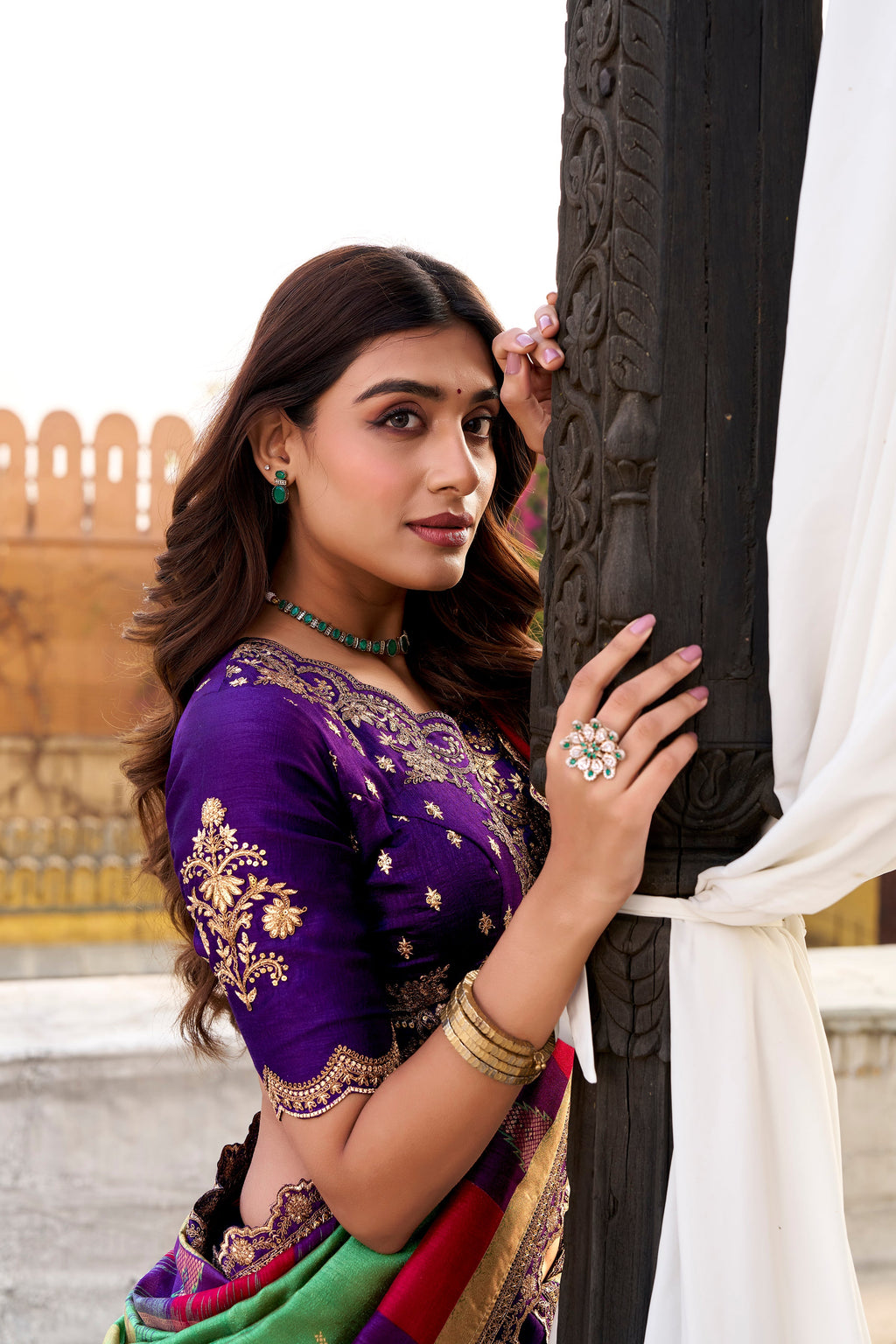 Mandodari purple Vichitra silk lehenga choli with embroidery work