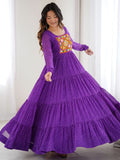 Manvitha purple georgette Leheriya printed Navratri gown
