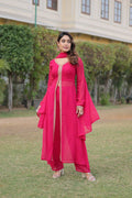Mahamaya pink georgette middle slit kurti set
