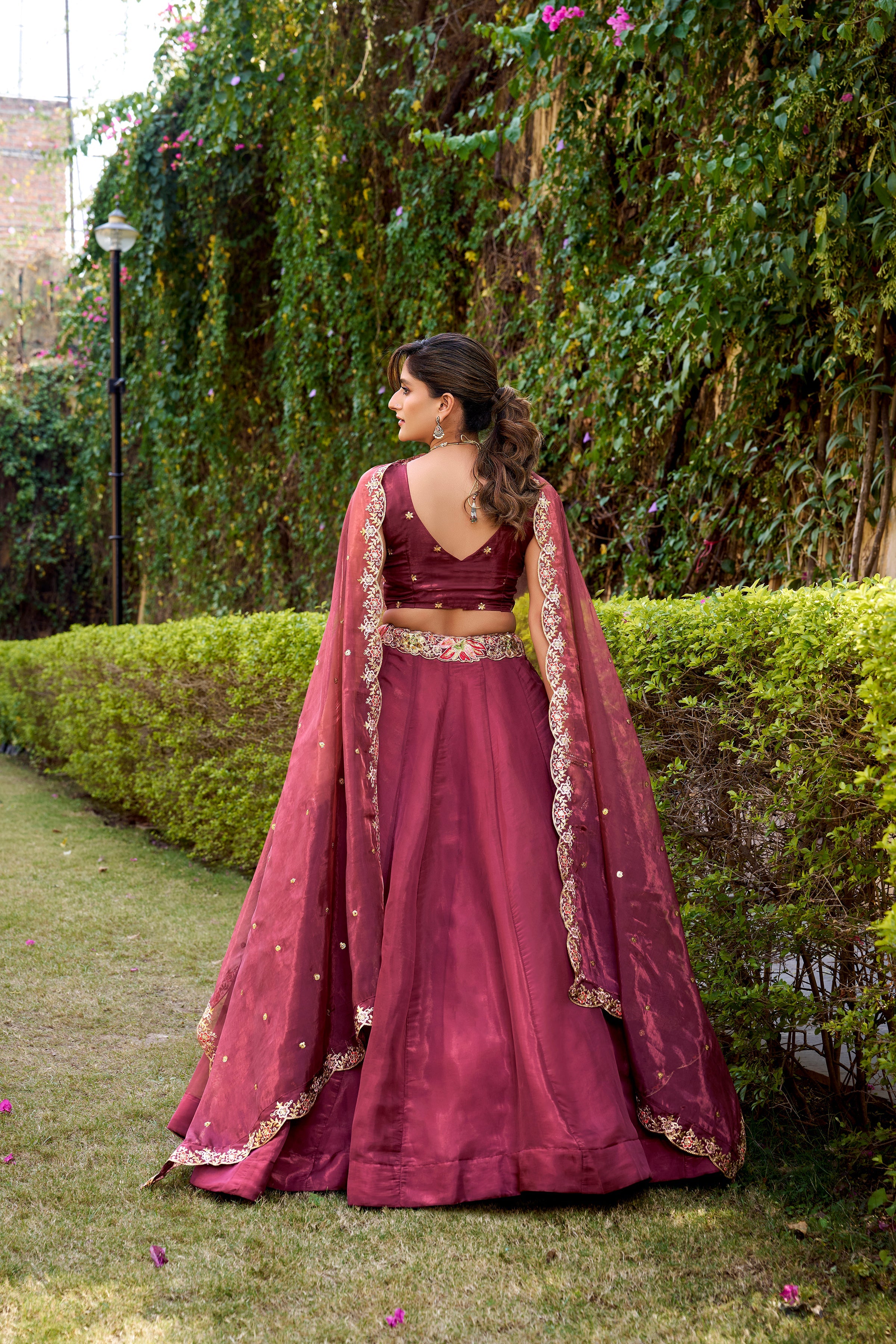 Nayana maroon Chanda silk lehenga choli with sequins thread embroidery work