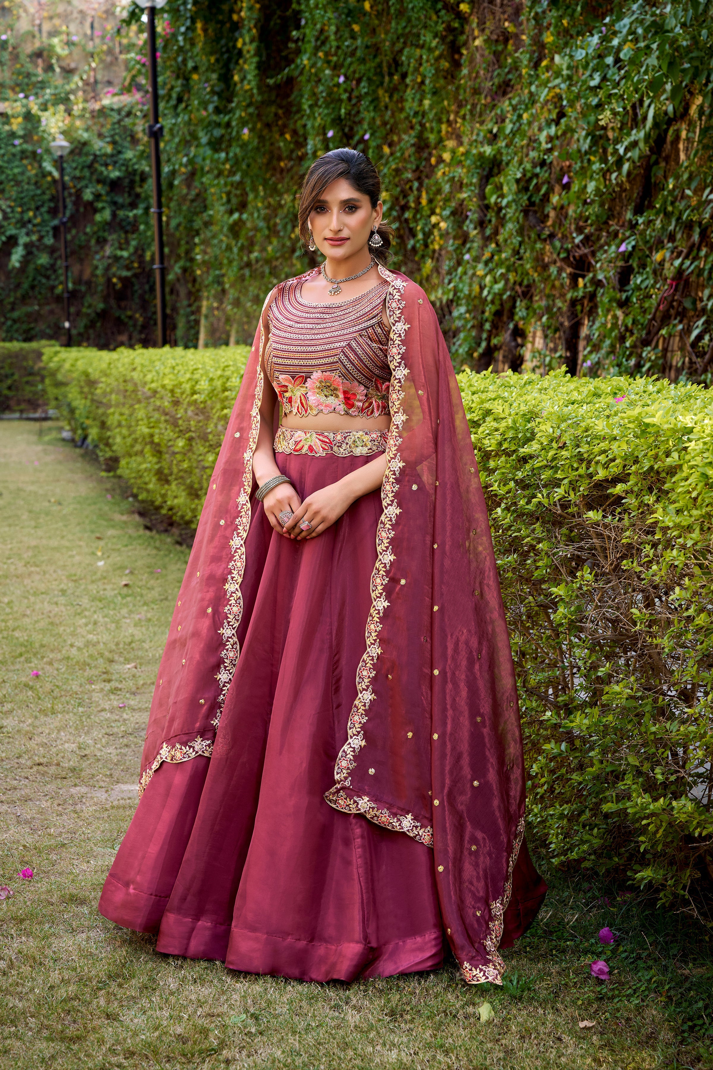 Nayana maroon Chanda silk lehenga choli with sequins thread embroidery work