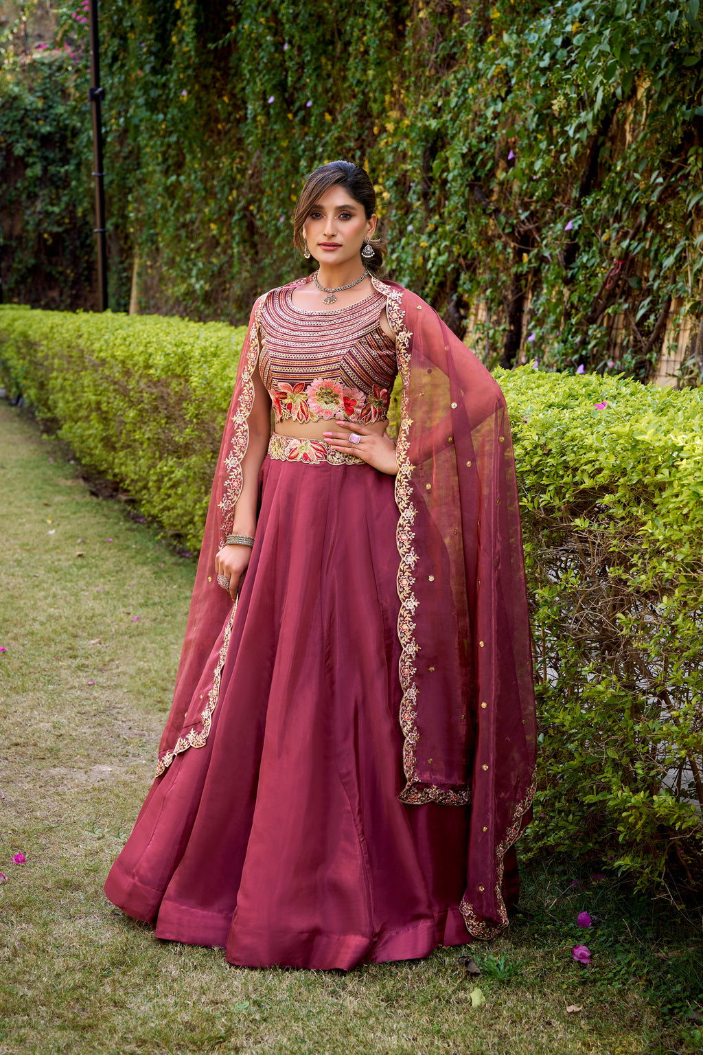 Nayana maroon Chanda silk lehenga choli with sequins thread embroidery work